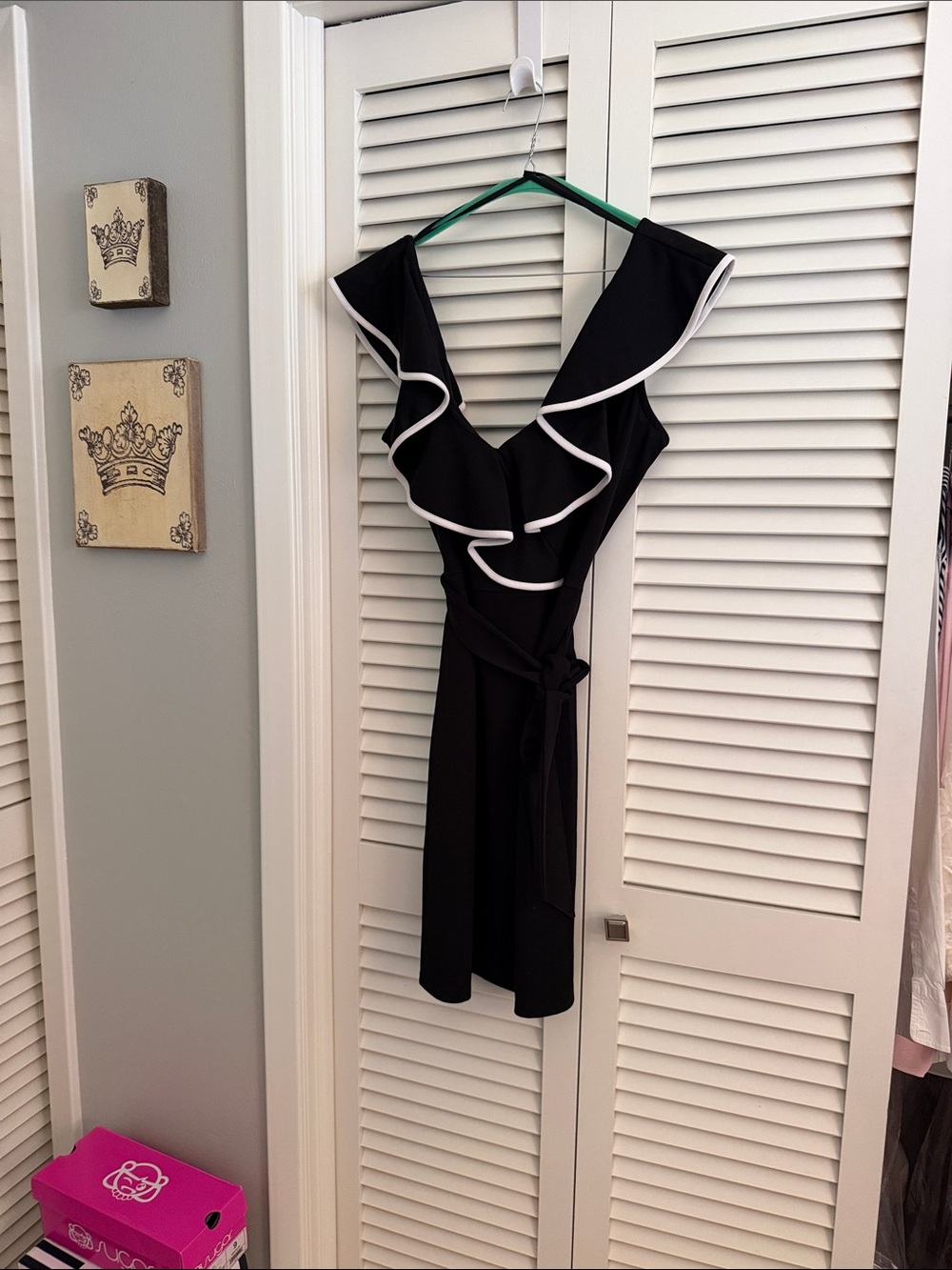 Black and white ruffle dress